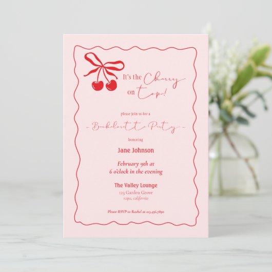 Cherry On Top Bachelorette Party invitation 招待状 (スタンド正面)