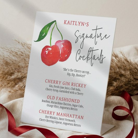 Cherry On Top Bachelorette Party Signature Coctail 台座サイン