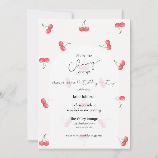 Cherry On Top Birthday Invitation 招待状 (正面)