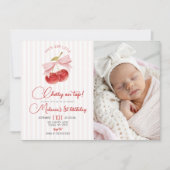 Cherry on Top Birthday Photo Invite 招待状 (正面)