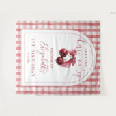 Cherry On Top Bow Birthday Photo Backdrop タペストリー (正面(横))