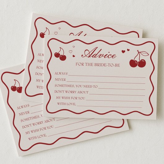Cherry On Top Bridal Shower Advice Card 招待状