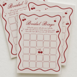 Cherry On Top Bridal Shower Bingo Game Card 招待状
