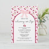 Cherry On Top Bridal Shower Coquette Bow 招待状 (スタンド正面)