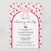 Cherry On Top Bridal Shower Coquette Bow 招待状 (正面)
