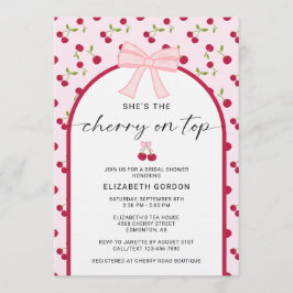 Cherry On Top Bridal Shower Coquette Bow 招待状