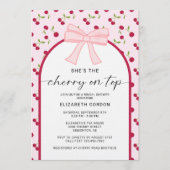 Cherry On Top Bridal Shower Coquette Bow 招待状 (正面)
