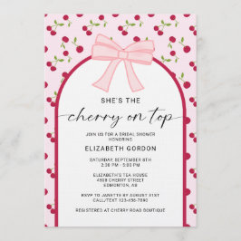 Cherry On Top Bridal Shower Coquette Bow 招待状