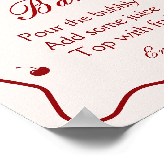 Cherry On Top Bridal Shower Mimosa Bar ポスター (角)