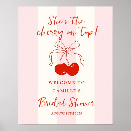 Cherry on Top Bridal Shower Welcome Sign Poster ポスター (正面)