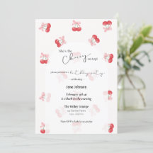 Cherry On Top Cherries & Bows Birthday Invitation
