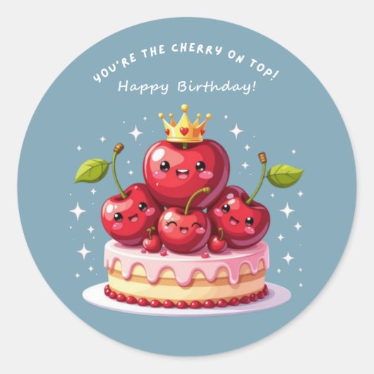 Cherry on Top Classic Round Sticker ラウンドシール (正面)