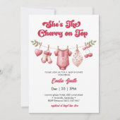 Cherry on Top clothesline Baby Shower 招待状 (正面)