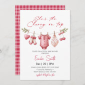 Cherry on Top clothesline  Baby Shower 招待状 (正面/裏面)