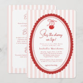 Cherry on Top Coquette All in One Baby Shower  招待状 (正面/裏面)