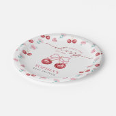 Cherry On Top Coquette Baby Girl Shower ペーパープレート (アングル)