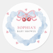 Cherry On Top Coquette Baby Girl Shower ラウンドシール (正面)