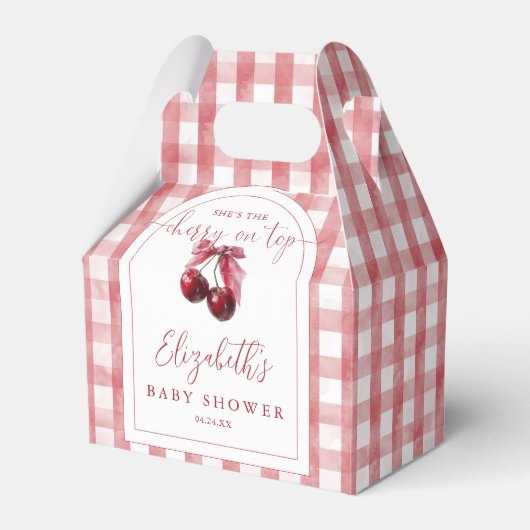 Cherry On Top Coquette Bow Baby Shower フェイバーボックス (正面サイド)
