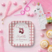 Cherry On Top Coquette Bow Birthday ペーパープレート (パーティー)