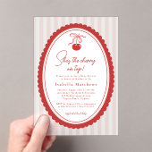 Cherry on Top Coquette Bow Pink Baby Shower  アクリル招待状 (インサイチュ (ポータブル))