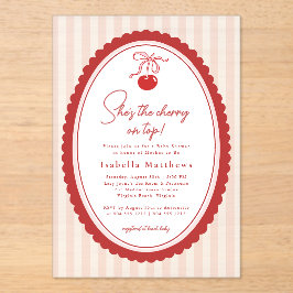 Cherry on Top Coquette Bow Pink Baby Shower アクリル招待状