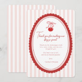 Cherry on Top Coquette Bow Thank You Card  サンキューカード (正面/裏面)
