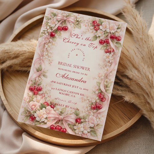 Cherry On Top Garden Romance Bridal Shower 招待状
