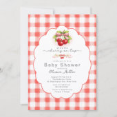 Cherry on Top Gingham Baby Shower 招待状 (正面)