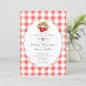 Cherry on Top Gingham Baby Shower 招待状 (スタンド正面)
