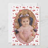 Cherry on Top Girl 1st Birthday with Photo 招待状 (裏面)