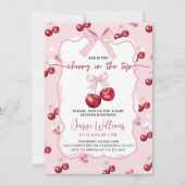 Cherry On Top Girl Baby Shower Invitation 招待状 (正面)