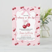 Cherry On Top Girl Baby Shower Invitation 招待状 (スタンド正面)
