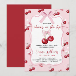 Cherry On Top Girl Baby Shower Invitation 招待状