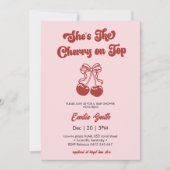 Cherry on Top hand drawn girl Baby Shower 招待状 (正面)