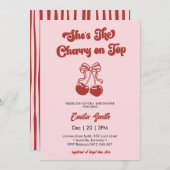 Cherry on Top hand drawn girl Baby Shower 招待状 (正面/裏面)