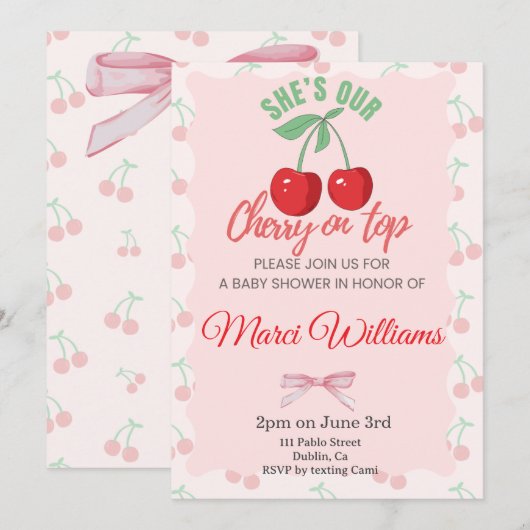 Cherry On Top Invitation 招待状 (正面/裏面)