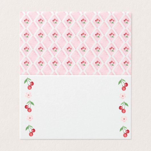 Cherry on top Pink Baby Shower place card (外部フラット)