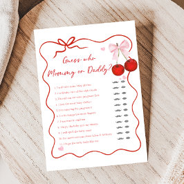 Cherry on Top Pink Bow Baby Shower Guess Who Game
