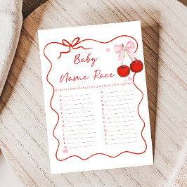 Cherry on Top Pink Bow Baby Shower Name Race Game