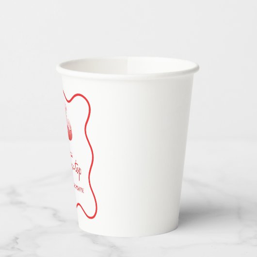 Cherry on Top Pink Bow Bachelorette 紙コップ (左)