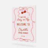 Cherry on Top Pink Bow Classy Stripes Welcome アクリルサイン (傾斜)