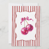 Cherry On Top Pink Disco Balls Bridal Shower 招待状 (裏面)
