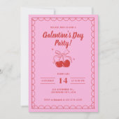 Cherry On Top Pink Galentine's Day 招待状 (正面)