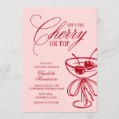 Cherry on Top Red Stripes Bridal Shower Invitation 招待状 (正面)