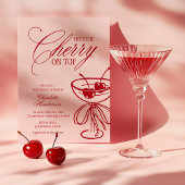 Cherry on Top Red Stripes Bridal Shower Invitation 招待状