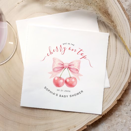 Cherry On Top Sweet Coquette Girl Baby Shower スタンダードカクテルナプキン