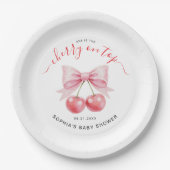 Cherry On Top Sweet Coquette Girl Baby Shower ペーパープレート (正面)