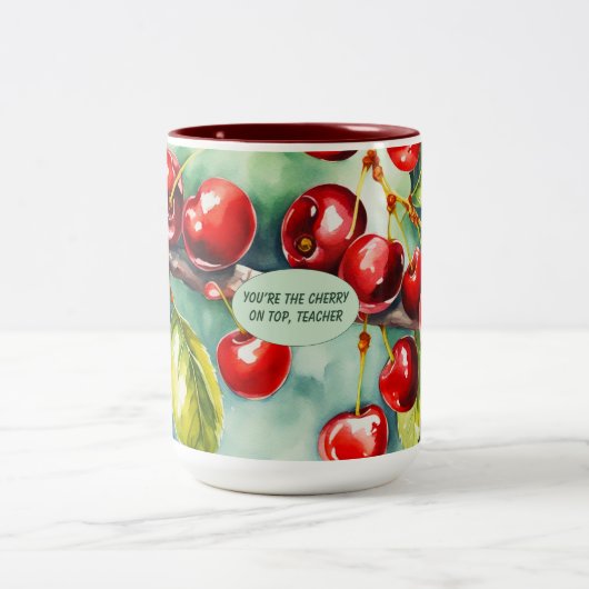 Cherry on Top Teacher Bold Floral Mug ツートーンマグカップ (中央)