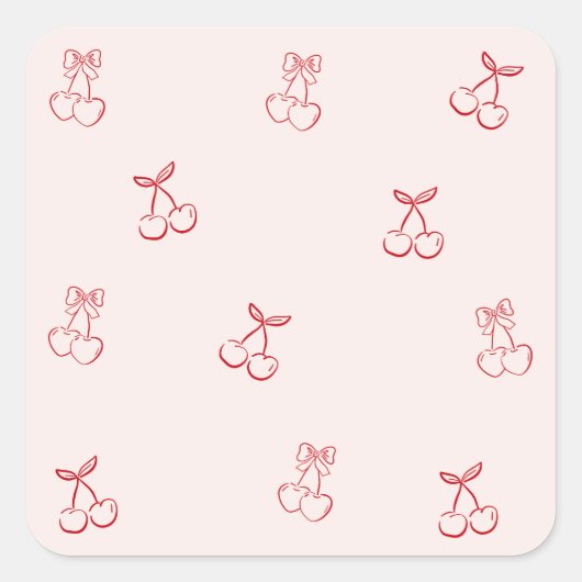 Cherry Outline Minimalism スクエアシール (正面)