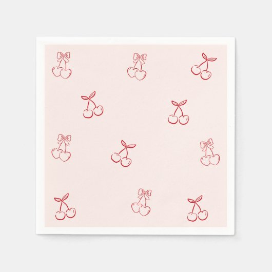 Cherry Outline Minimalism スタンダードカクテルナプキン (正面)